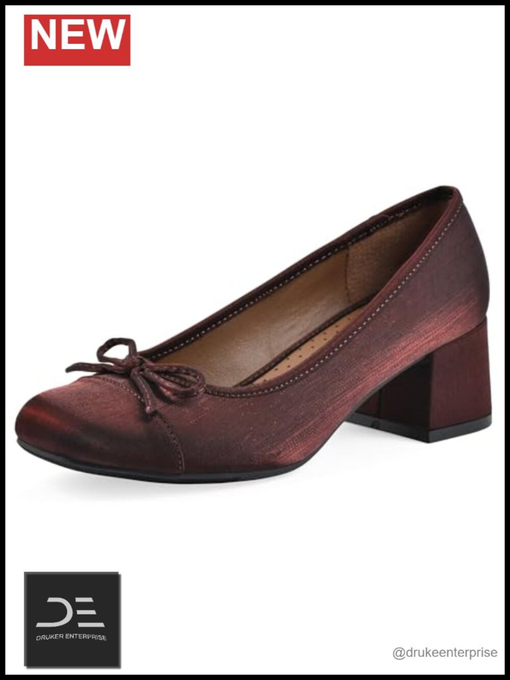 White Mountain Women's Block Heel Ballet Pump, Textile, Cushioned, Pull-On,